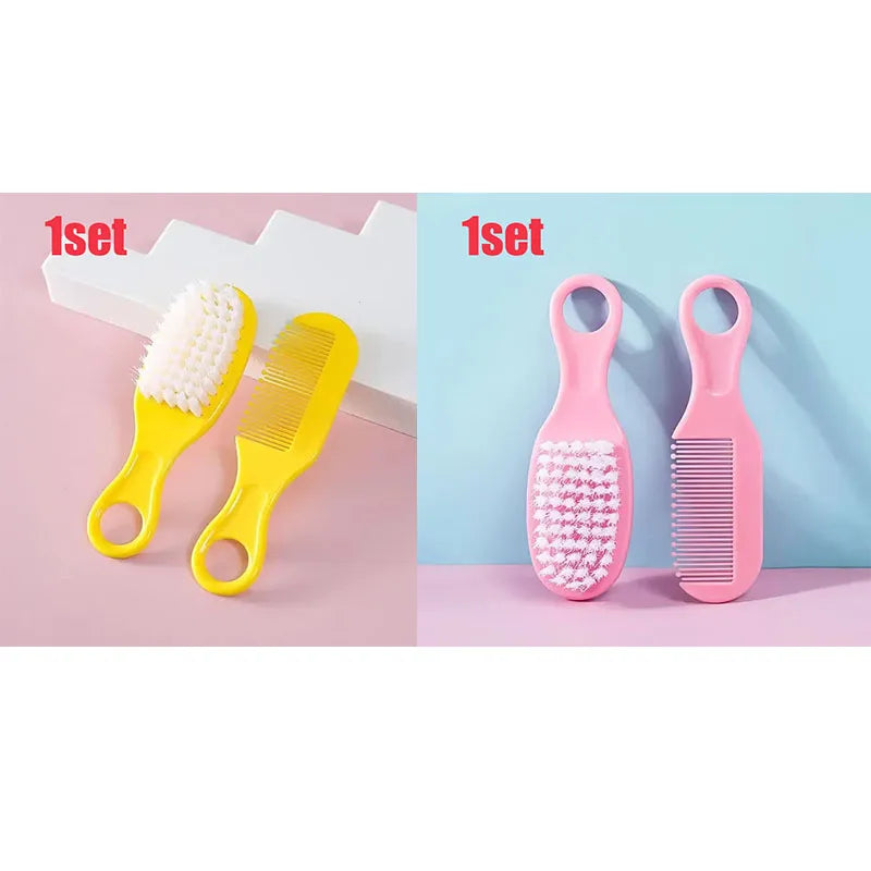1/2Set Baby Hairbrush Comb Portable Newborn Infant Toddlers Soft Hair Brush Head Massager Comb Set Baby Kid Hair Care Supplies