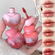 Gege Bear Heart Shape Water Light Lip Llaze Mirror Lipstick Lip Gloss, Hydrating Moisturizing, Long Lasting