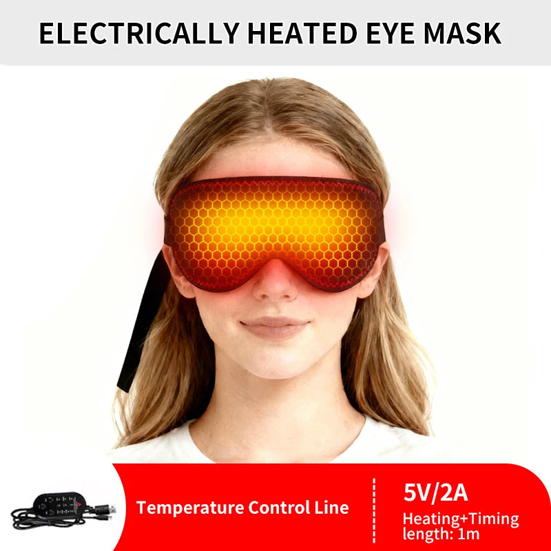 Electric Heated Massage Eye Mask - 3-Gear Vibration & Timer, Relieves Eye Fatigue from Overuse, Reduces Dark Circles, Aids Sleep