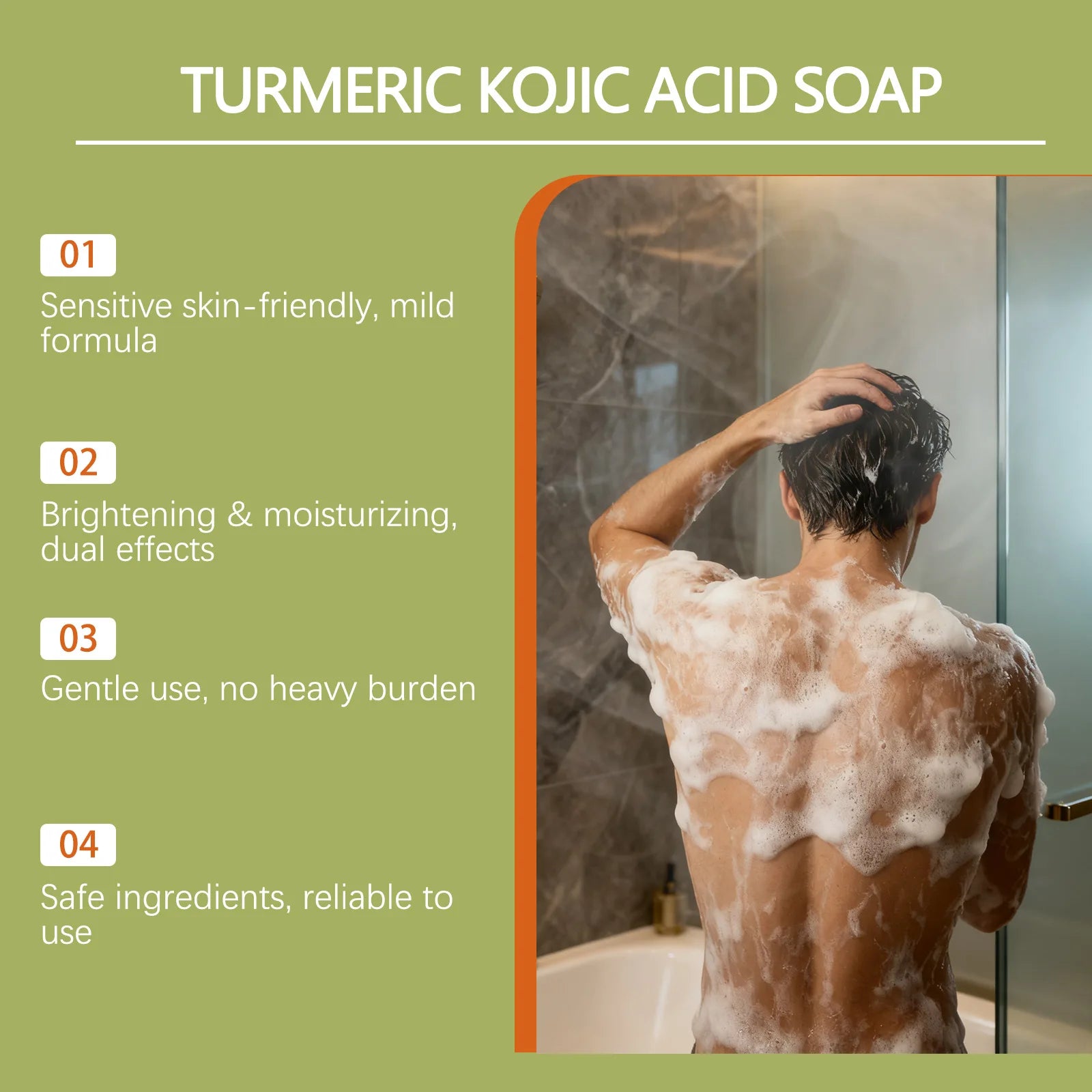 Turmeric and Kojic Acid Soap Deep Hydration Brightening Skin Care Products Soft Smooth Body Cleaning Skin Lightening Soap 100g