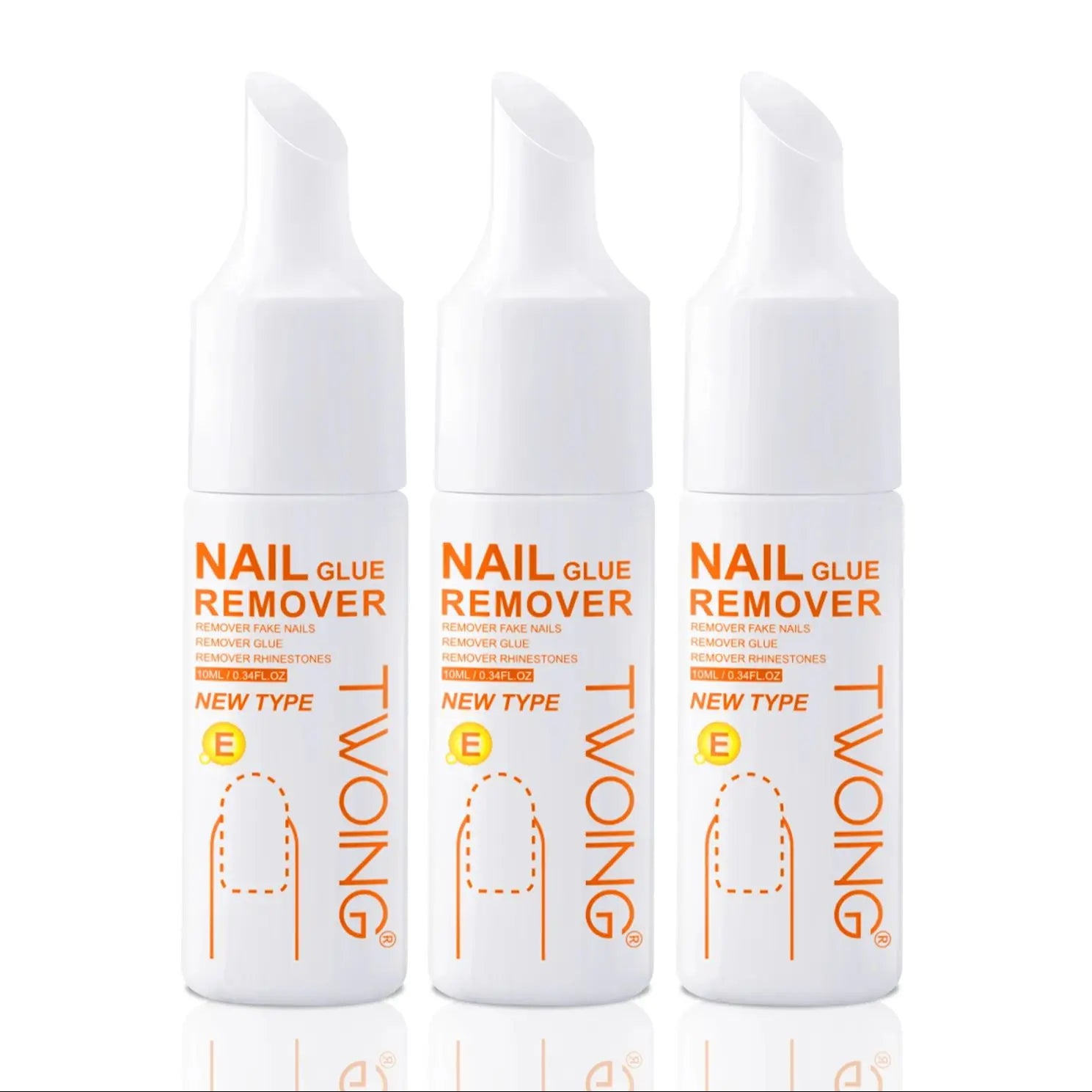 3 bottles Nail Glue Remover for Fake Nails Easily Removes Acrylic Nails, Press-On Nails & Rhinestones - Convenient Prying Cap