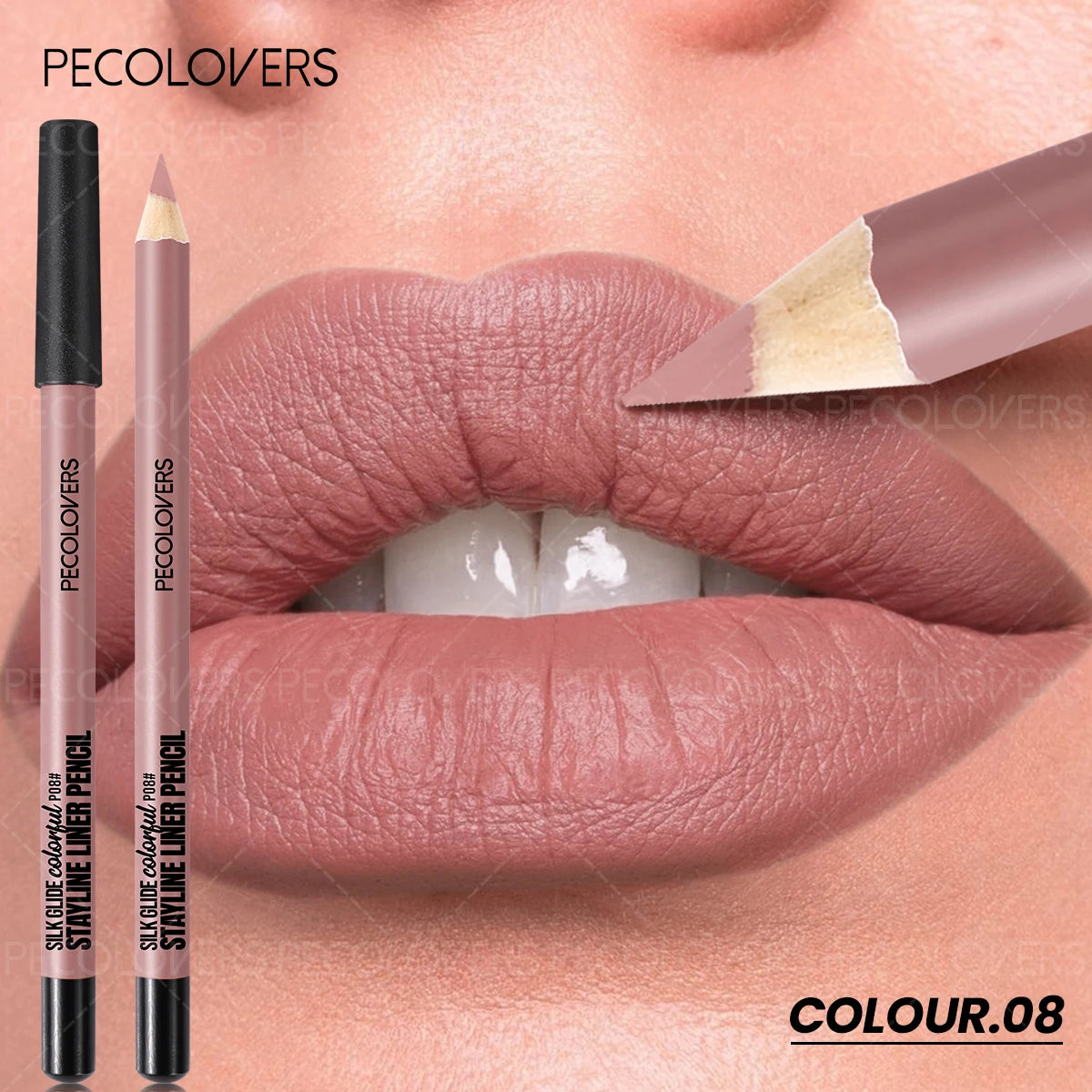 1PC Waterproof Matte Nude Lip Liner - High Pigmentation Long-Lasting , Wax-Based Natural Nude，Suitable for All Light Beige Types