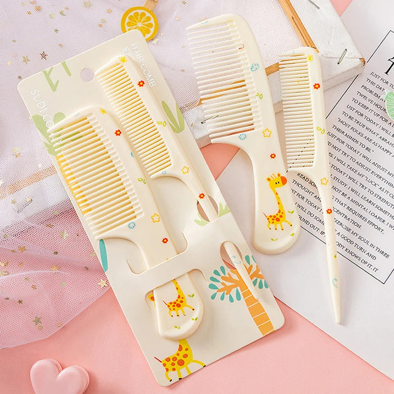 2Pcs/Set Cute Kids Hairdressing Comb Anti-static Pointed Tail Comb for Girls Whale Dinosaur Giraffe Unicorn Hair Cmb Kids