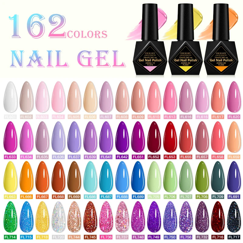 10ml Gel Nail Polish 162 Colors Nail Supplies Vernis Semi Permanent Nail Art Manicure Soak Off LED UV Gel Nail Varnishes Summer