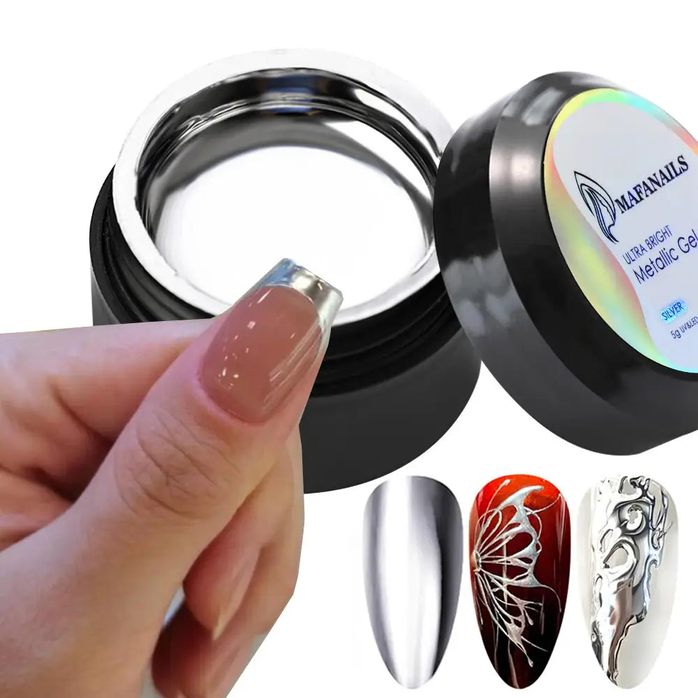 5/8/10/12ml 5D Metallic Painting Nail Gel Silver/Gold Liner Polish Mirror Chrome Effect Gel Nail Polish Soak Off UV/LED Drawing^
