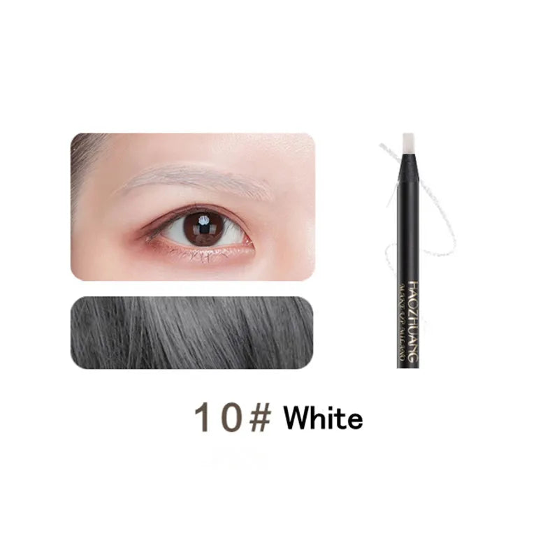 White Eyebrow Pencil Cosmetic Pen Brush for Eyeshadow Natural Long-Lasting Brows Tint Waterproof Eye Brow Makeup Set Beauty