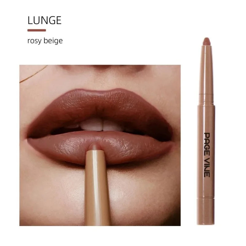 Luxury Matte Lip Liner Long-Lasting Smooth Brown Application for Perfect Outline & Filling, Versatile Shades for All Skin Types