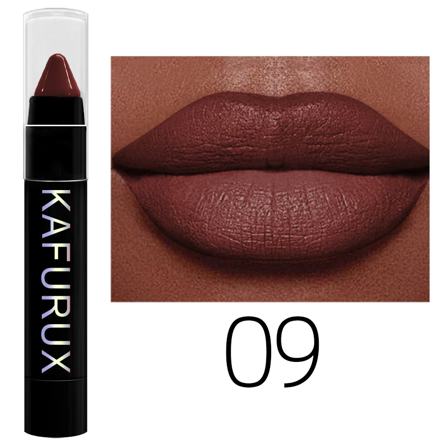 15 Colors Nude Velet Matte Lipstick Pencil Waterproof Long Lasting Red Brown Pink Lip Liner Pen Non-Stick Cup Makeup Lip Tint Pe