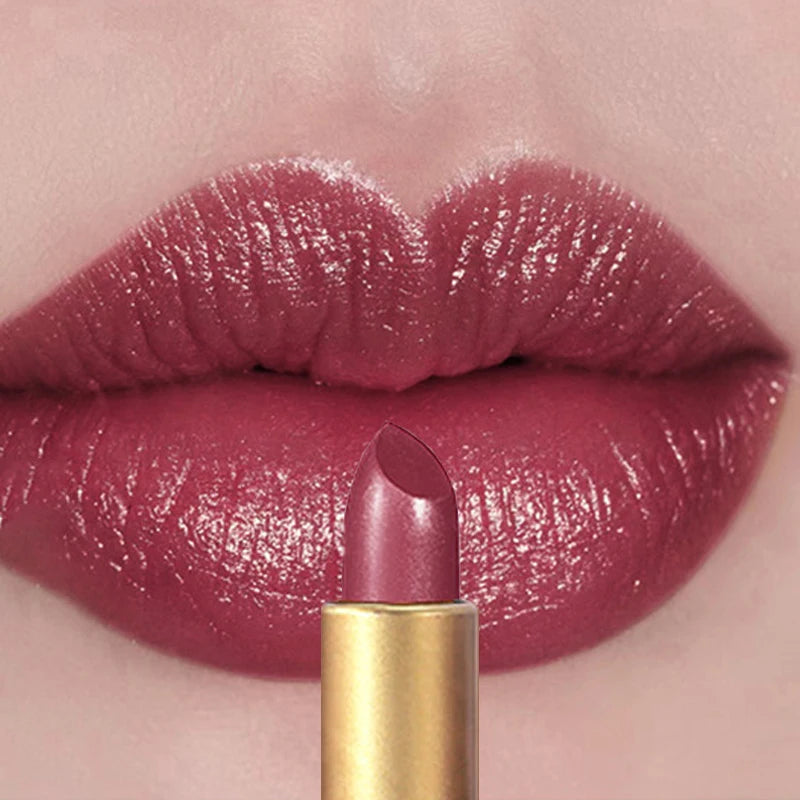 Shimmer Coral Metallic Lipstick Glitter Diamond Waterproof Lip Gloss High Pigment Shiny Sparkling Pearl Pink Lipstick Cosmetics