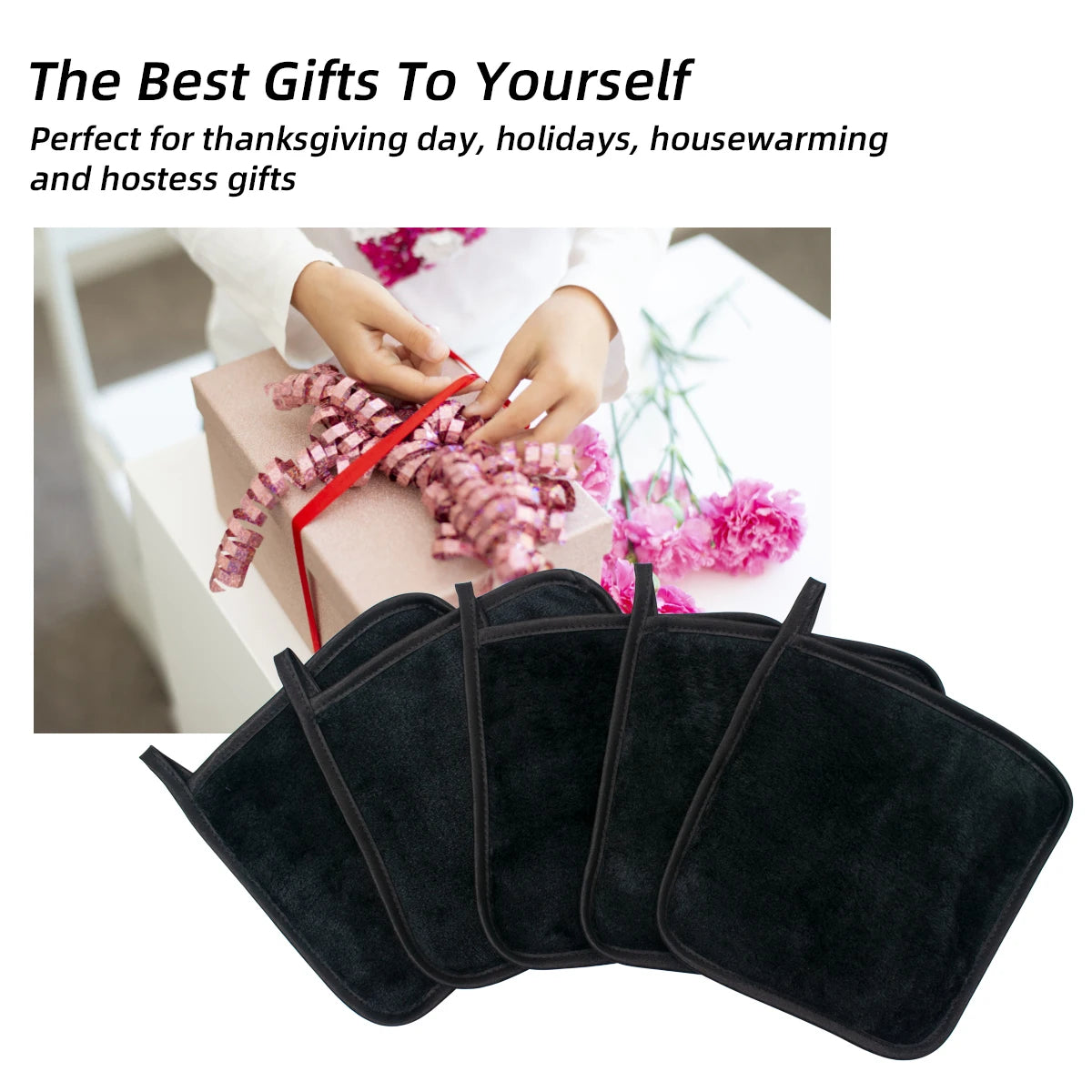 2Pc 15cm Square Makeup Remover Cloth, Makeup Towels Face Washcloth, Makeup Remover Pads Reusable Washable