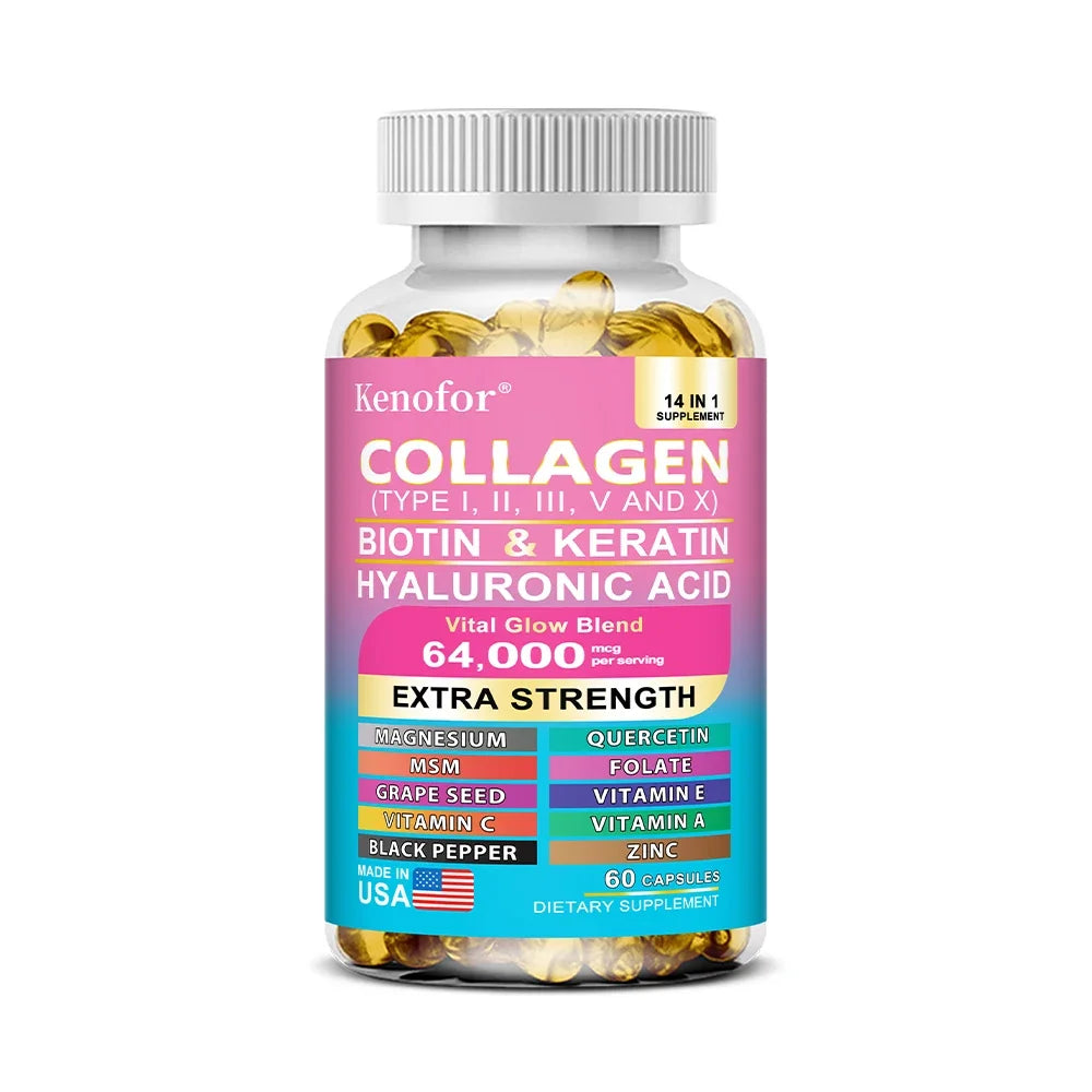 Complex Collagen Capsules, Brighten Skin Tone, Helps Joint, Cartilage & Cardiovascular, Hair, Nails, Digestive Health Supplement
