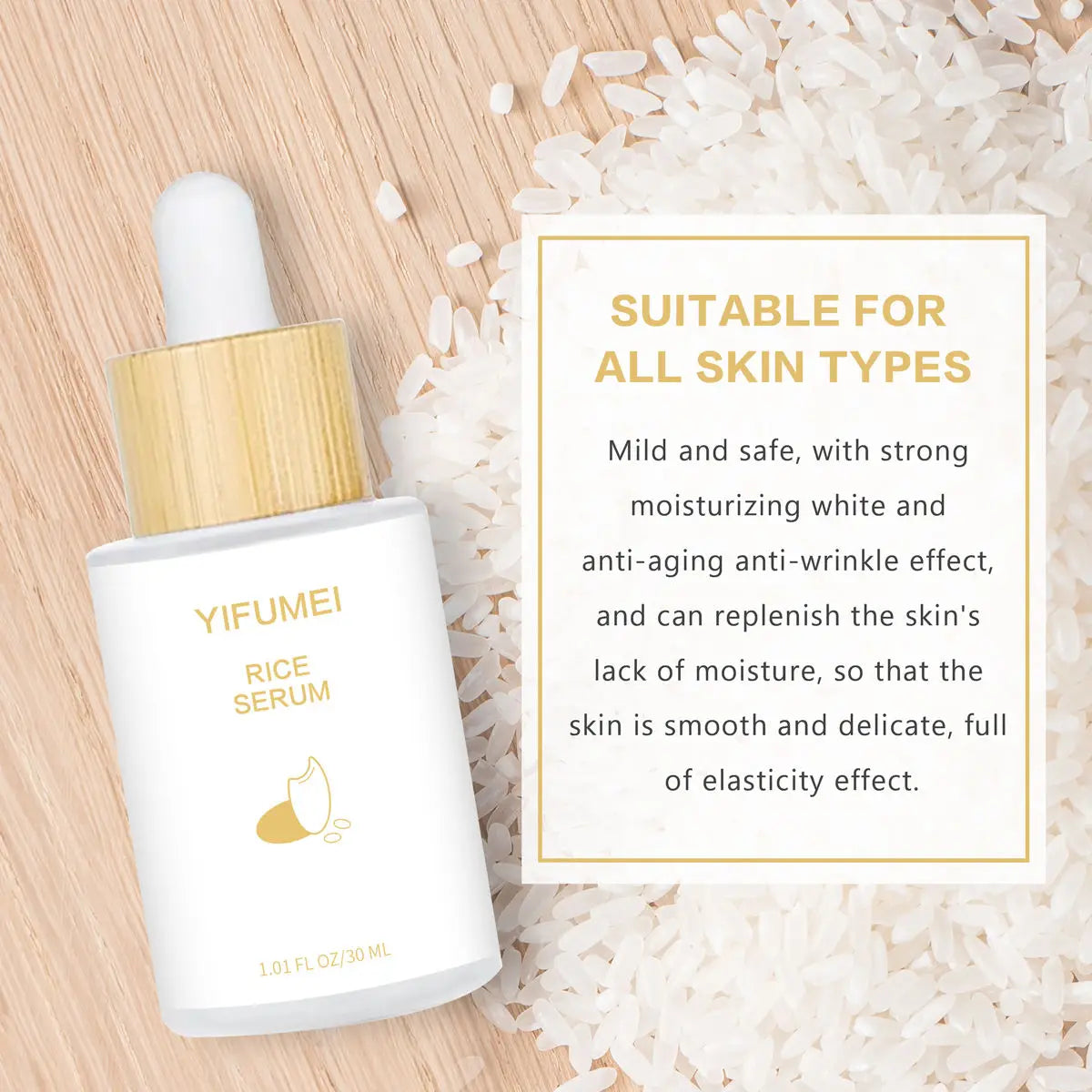 Rice Face Serum Niacinamide Hyaluronic Acid Soothing Brightening Deep Moisturizing Firmness Facial Essence Non-Comedogenic Serum