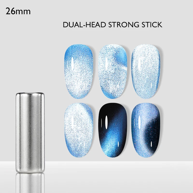 MEET ACROSS 7ml Porcelain White Cat Eye Gel Polish Holographic Glitter Magnetic Galactic Effect Gel Nail Polish Soak Off UV Gel