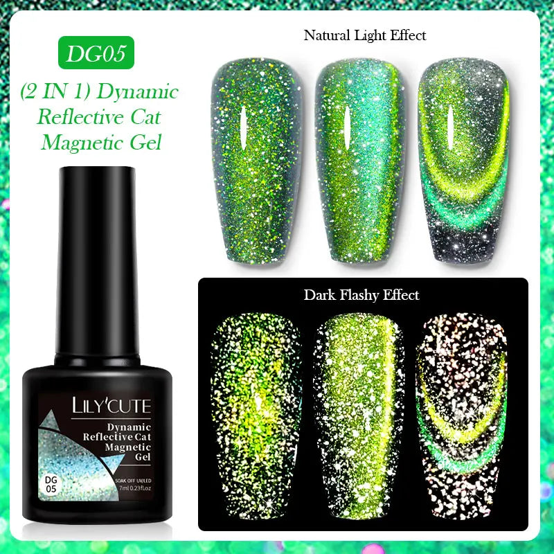 LILYCUTE 7ML Auroras Glitter Thermal Gel Nail Polish Temperature Color Changing Semi Permanent Soak Off Nail Art UV Gel Varnish