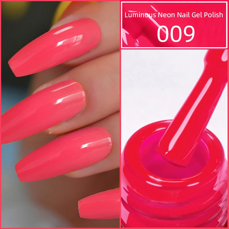 15ml Neon Luminous Gel Nail Gel Polish UV Soak off Lacquer Varnishes Summer Candy Hot Pink Green Yellow Nails Art