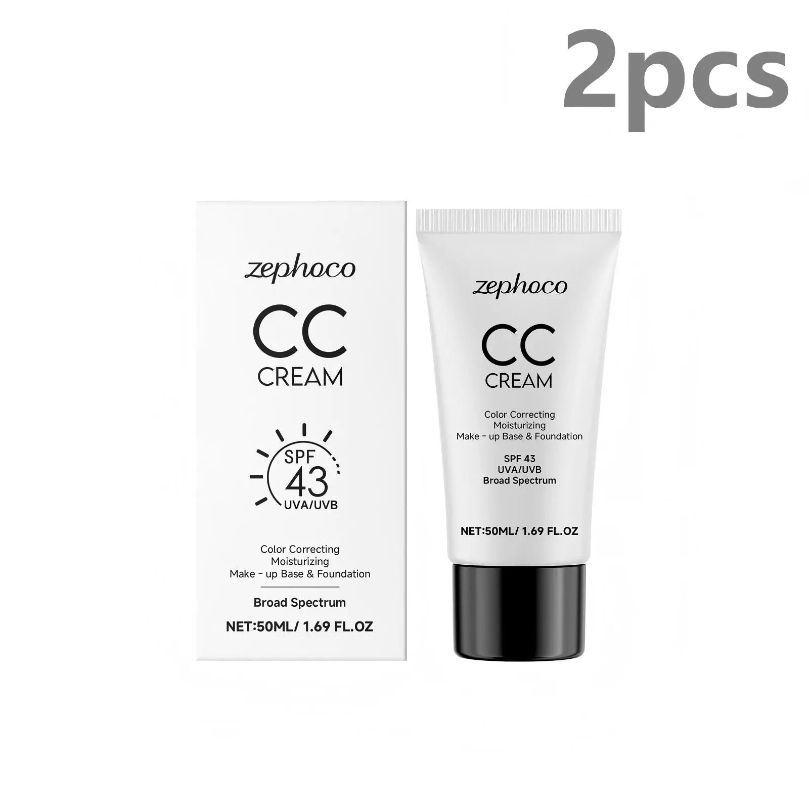 Zephoco CC Cream Foundation Anti UV Protection Moisturizing Makeup Base Color Correction Cosmetics 43 Spf Face Cream Foundation