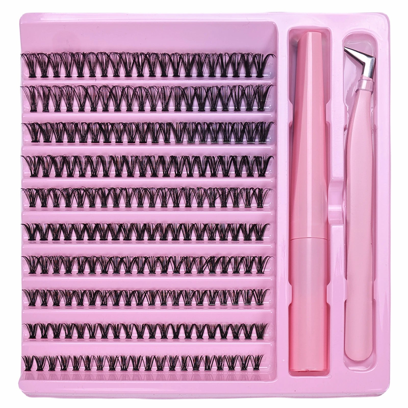 DIY Lash Extension Kit 200pcs Lash Clusters Wispy D Curling False Eyelashes with Bond And Tweezers for Professional And Home Use