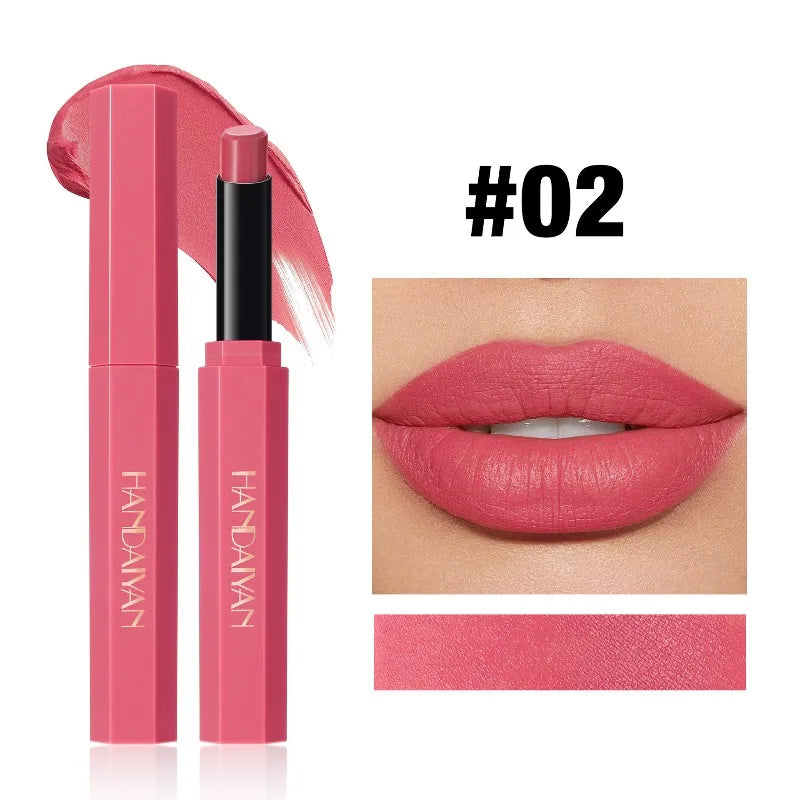 HANDAIYAN 6-Color Velvet Matte Lipstick Smooth Waterproof Non-Stick Soft Mist Solid Lip Gloss Long-Lasting Color Lip Makeup