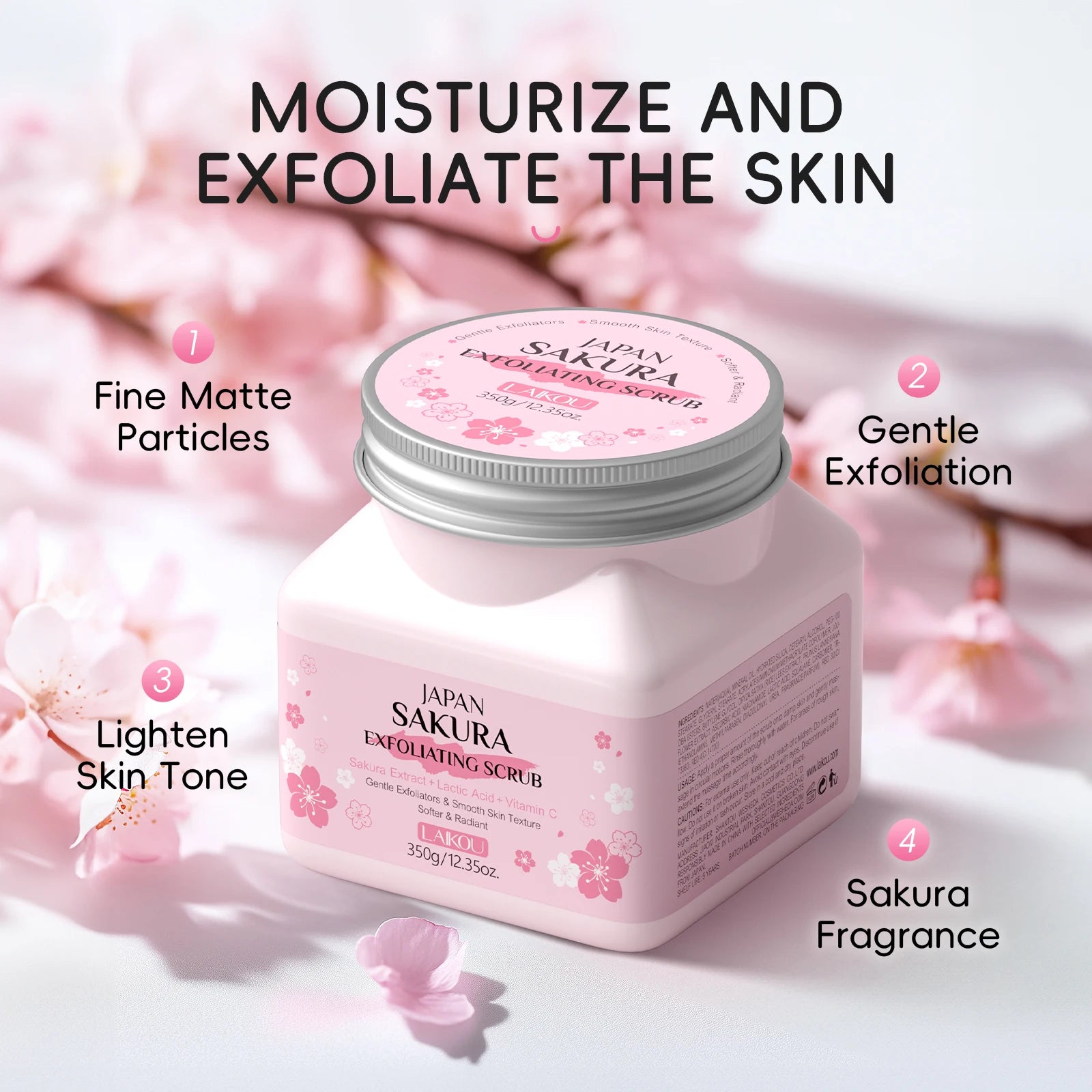 LAIKOU Sakura Exfoliating Facial Scrub Gentle Cleansing Dead Skin