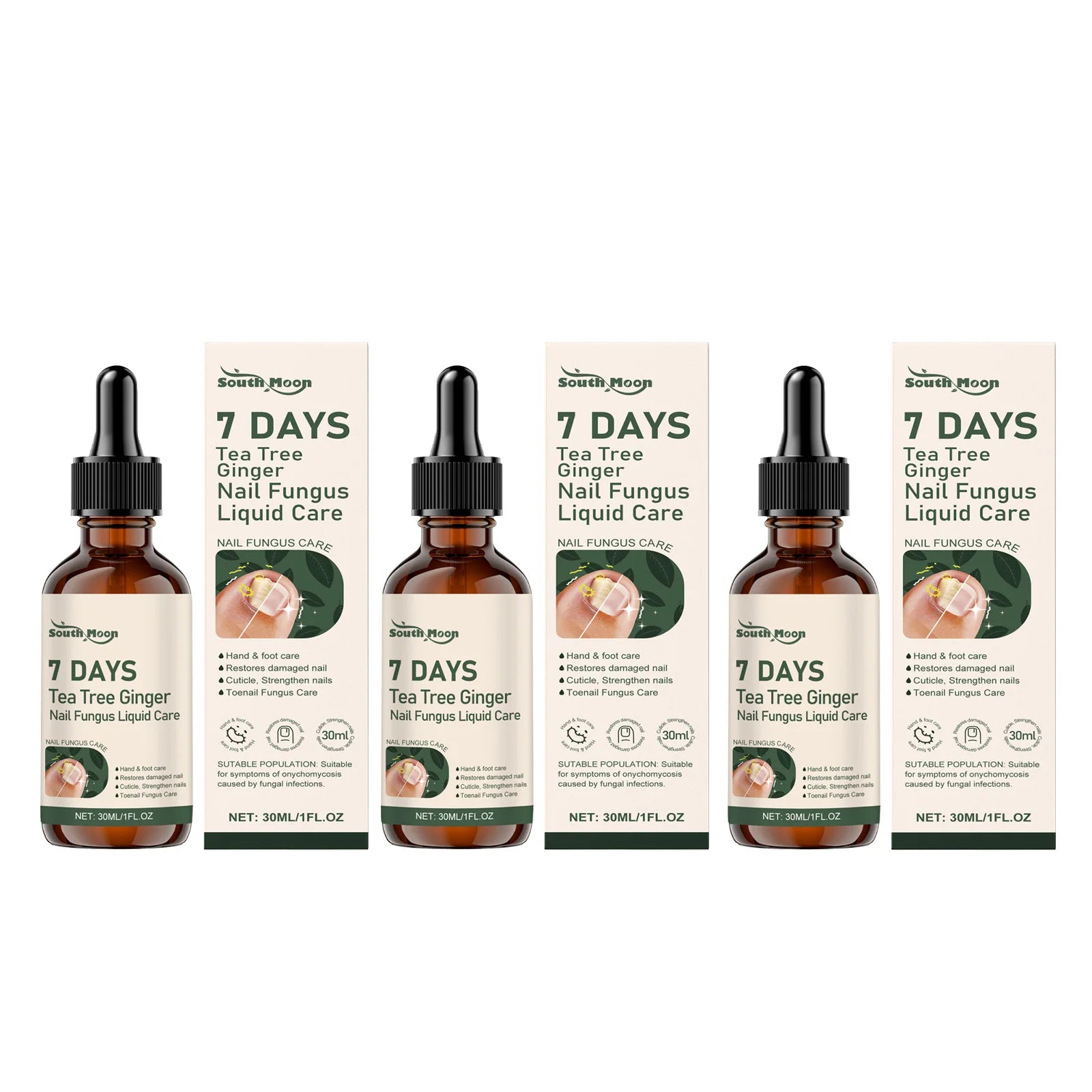 30/60ml Tea Tree Ginger Nail Fungus Care Solution Health Maintenance Repair Nail Discoloration Thickening Hand Foot Nail Care E