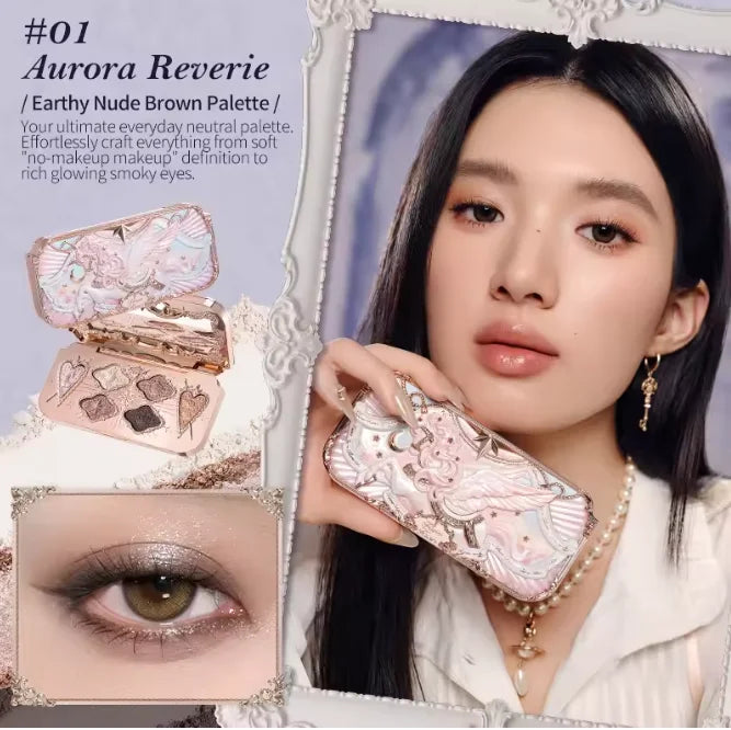 Flower Knows Chocolate Shop Highly Pigmented Eyeshadow Palette Shimmer Matte Glitter Long Lasting Vegan Eye Shadows Cruelty-free