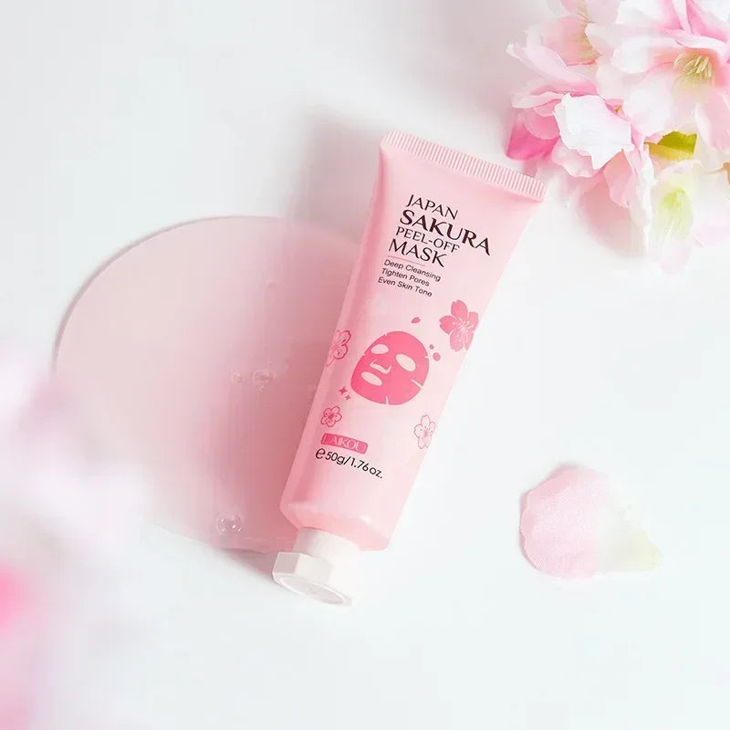 LAIKOU Cherry Blossom Peel Off Mask ,Hydrating & Deep Cleansing Brightening Face Mask for Blackhead Removal and Pore Minimizing