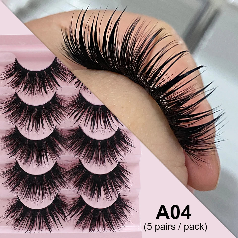 RED SIREN Eyelashes Makeup 5 Pairs Soft Natural Mink Lashes Korean Fashion Manga Lashes