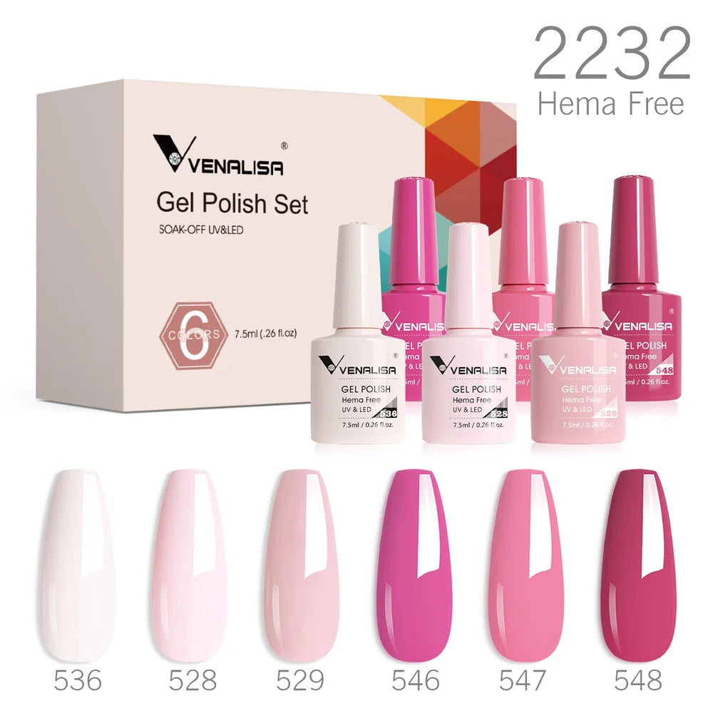 6pcs Venalisa Construction Gel Kit Stronger Jelly Color Reinforce Natural Nail Varnish Rubber Base Color Series Nude Collection