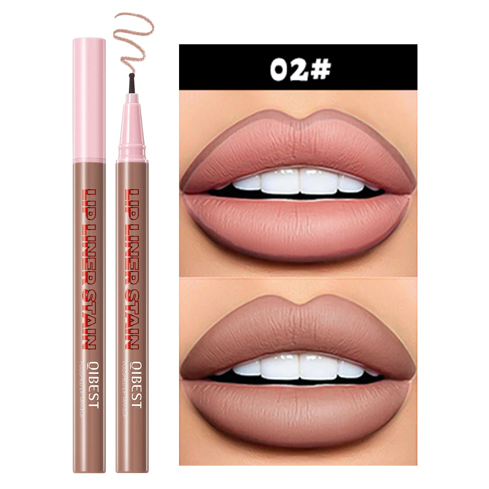QIBEST 1PC Matte Liquid Lipliner Pencil Waterproof Plumping Stain Lipstick Natural Lip Liner Outline Lips Contour Pen Makeup
