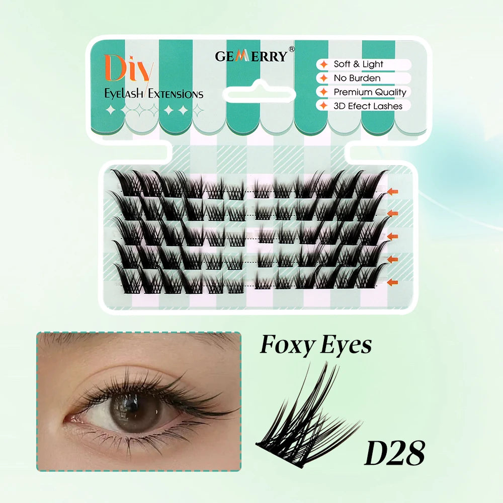 Gemerry 280 Cluster DIY Eyelashes 10D/20D 30D/40D Premade Volume Fan Lash Extension Individual Faux Mink Heat Bonded Lashes Soft