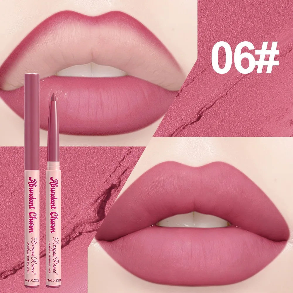 Long-Lasting Waterproof Matte Nude Lip Liner Lisptick Pen High Pigmentation Retractable Smooth Application Makeup Cosmetics