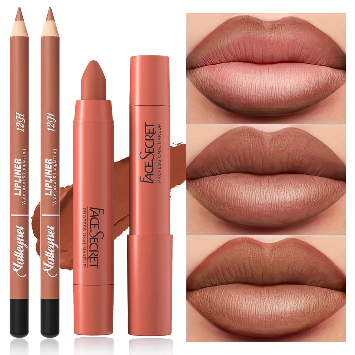 2Pcs/Set Lip Liner + Lipstick Pencil Lip Combo Set, Matte Velvet Lipstick, Long Lasting Smoothness Waterproof Cosmetics