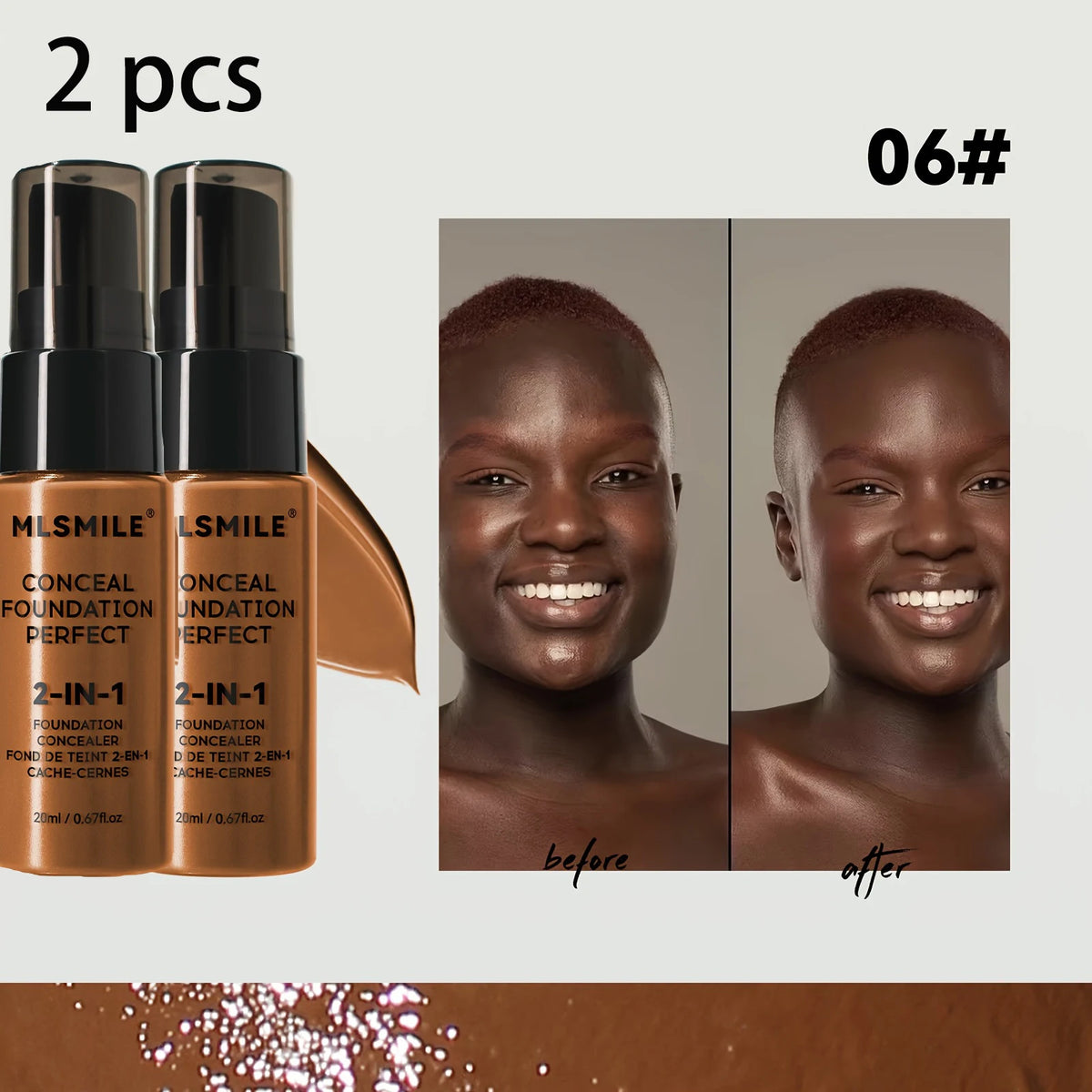 2-In-1 Oil Control Liquid Foundation And Conceal, Full Coverage Long Lasting Waterproof Foundation Makeup
