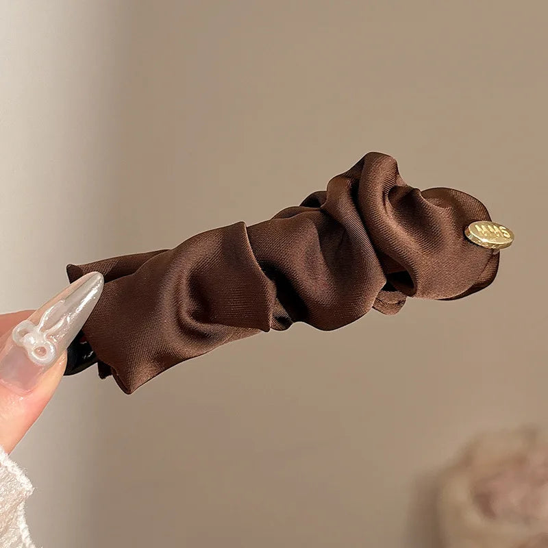 Korean Elegant Solid Fold Satin Banana Hair Clip For Women Girls Sweet Hair Ornament Hairpin Barrette Fashion Hair Accessories