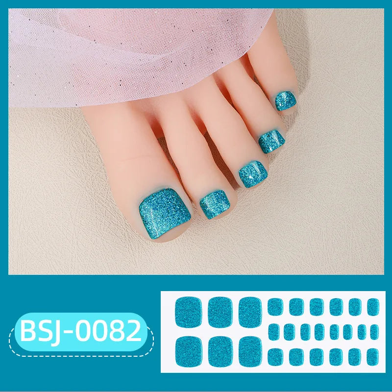 26Tips Pure Toe Gel Nail Sticker Hardens with UV Lamp Curing Waterproof Phototherapy Oil Gel Foil Nail Art Decorations