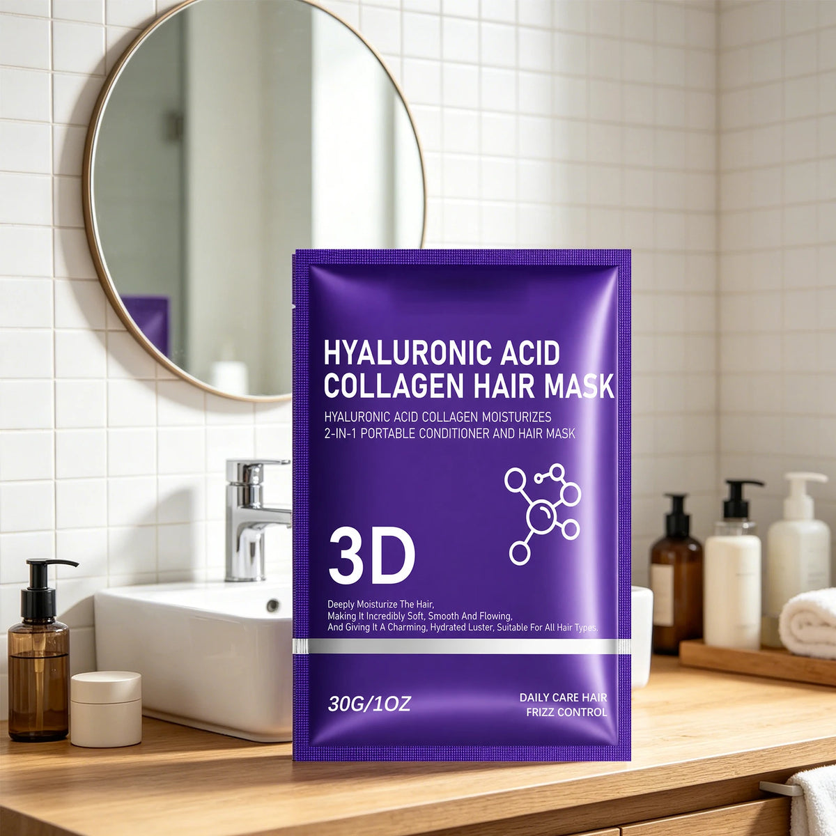 Hyaluronic Acid Collagen Hair Mask for Dry Damaged Hair,Deep Moisturizing Frizz Control Smooth Hydrating Restore Shine Hair Care