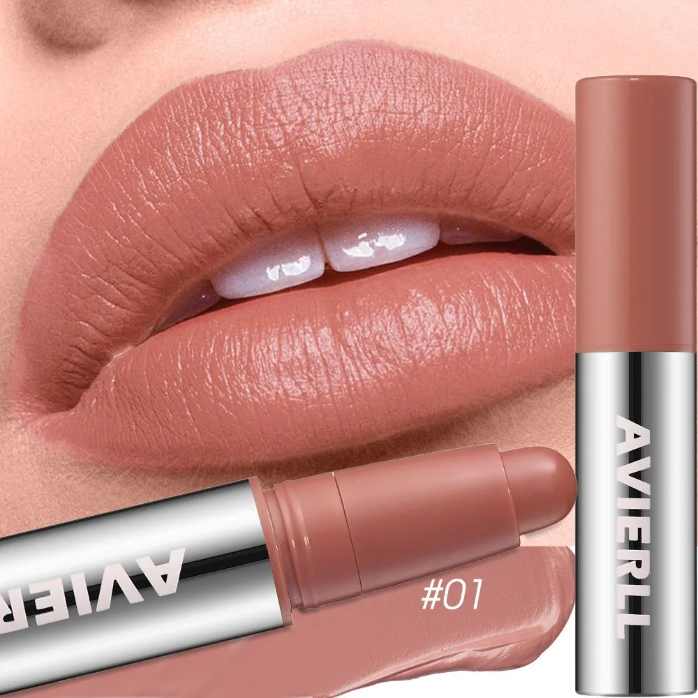 Smooth Matte Lipstick - Long-Lasting, Moisturizing, and Easy to Apply Lip Glaze with Rotating Pen Design - Waterproof Lip Makeup
