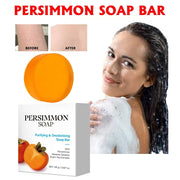 Japanese Persimmon Soap Bar,Body Purifying Deodorizing Natural Mild Soap Bar with Green Tea Extracts,Gentle on All Skin Types