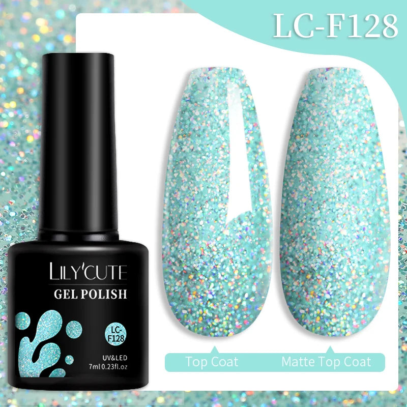 LILYCUTE 7ML Ocean Blue Cat Magnetic Gel Nail Polish Sparkling Glimmer Gel Polish Semi Permanent UV Magnet Gel Varnish Nail Art