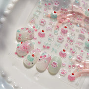 1Pcs Shiny 5D Jelly Cat Claw Cherry Bow Nail Decals Self Adhesive DIY Salon Manicure Decor Supply