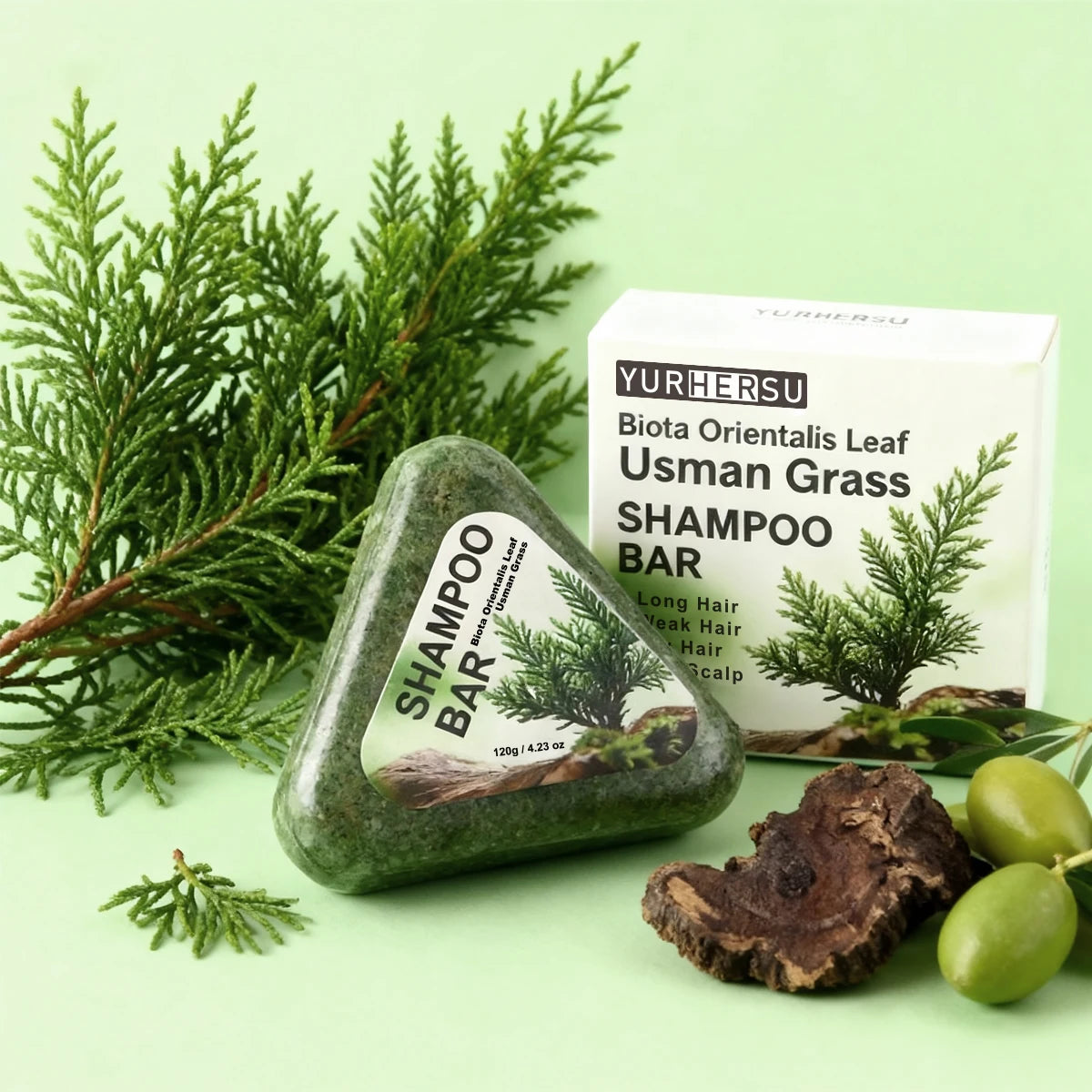 Usman grass Smooth Triangle Shampoo Bar, Deeply Moisturizing Herbal Soap, Deeply Cleanses and Removes Odors, Smooths Frizz