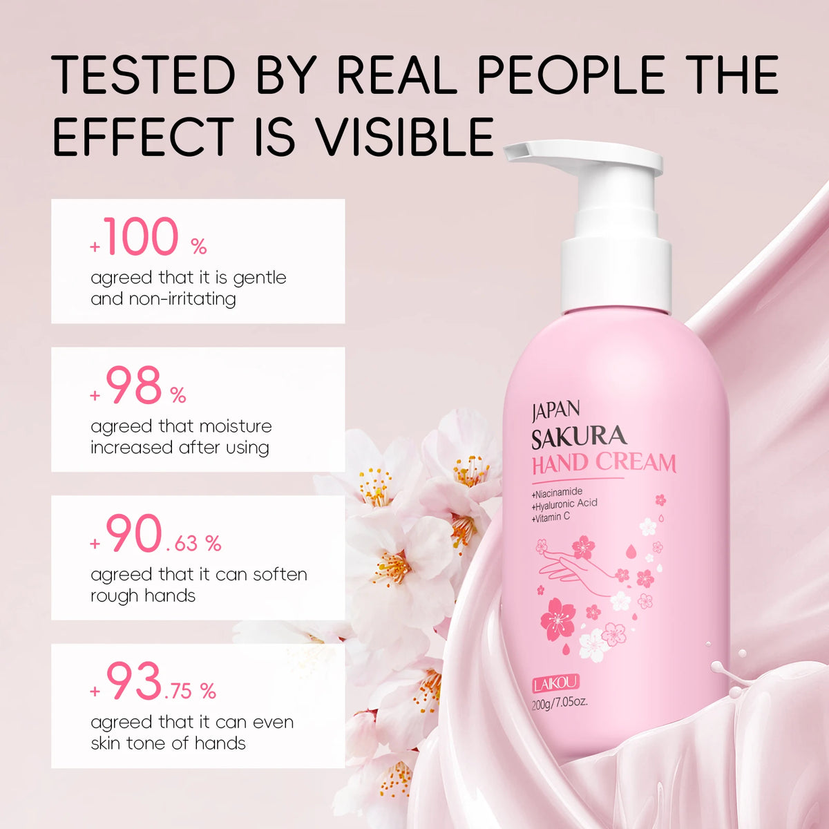 LAIKOU Japan Sakura Hand Cream 200g Long-Lasting Hydration Smooth Radiant Refreshing Scent Hand Care