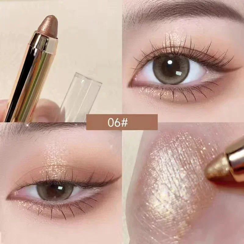 Double-ended Glitter Eye Shadow Stick Waterproof Pearlescent Champagne Gold Eyeshadow Pallete Pen Shimmer Cosmetics Makeup Tool