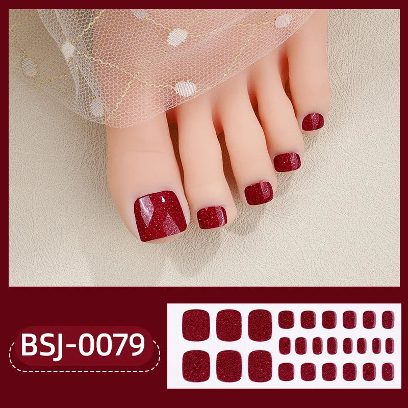 26Tips Pure Toe Gel Nail Sticker Hardens with UV Lamp Curing Waterproof Phototherapy Oil Gel Foil Nail Art Decorations