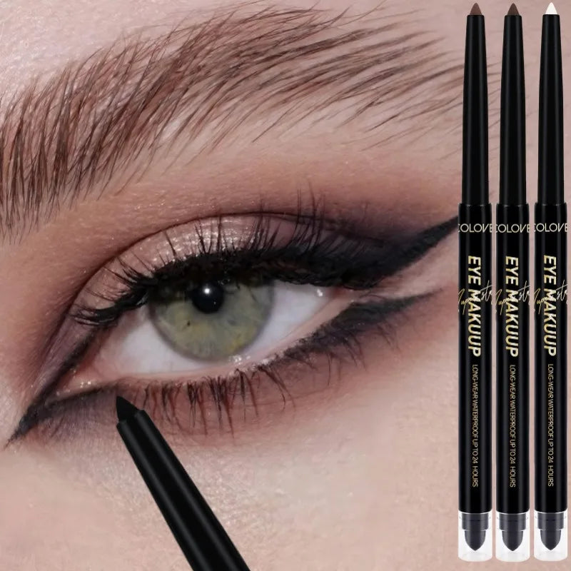Dual-ended Black Gel Eyeliner Pencil, Waterproof Long-lasting Easy To Apply, Soft Cotton Head Eyeliner Pen, Smooth Eyeliner Pen