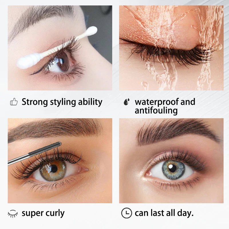 Fiber Curling Mascara,Thick Lengthened Volumizing Waterproof Sweat proof Lasting Lasting Lasting Mascara Setting Cream Makeup