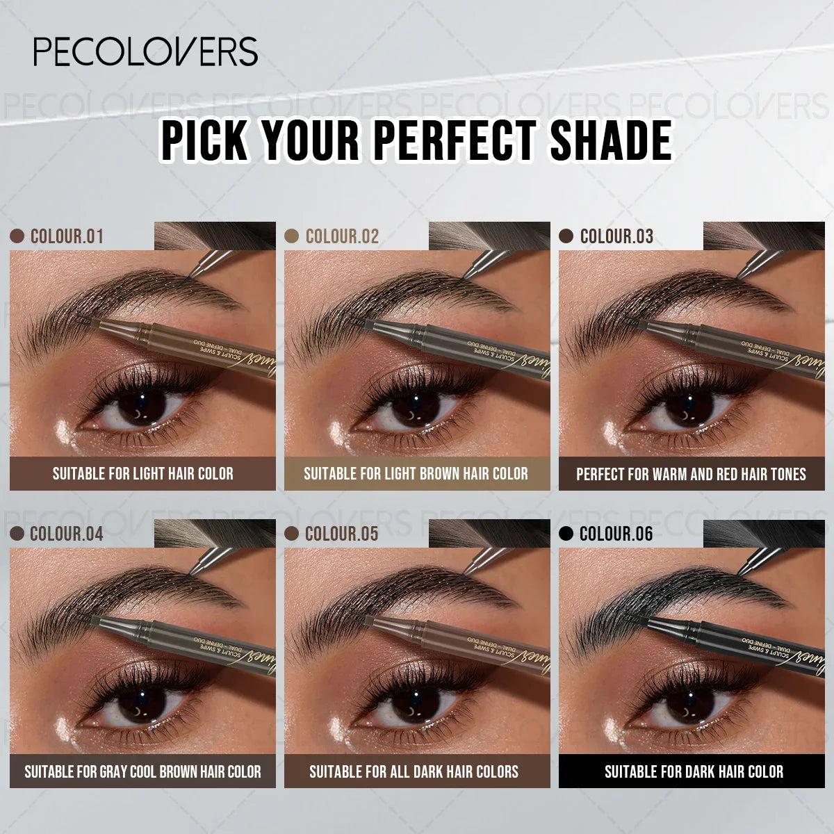 1PC Double-Ended Waterproof Eyebrow Pencil - Non-Fading, Precise Application for Long-Lasting Brow Makeup