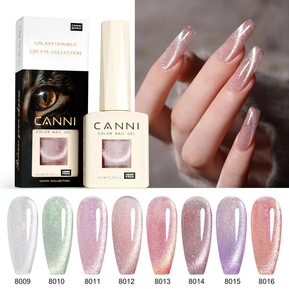 CANNI TPO/HEMA FREE Cat Eye Gel Nail Polish 9ml 48 Colors High Gloss UV-Removable Nail Art for Salon & DIY Manicure