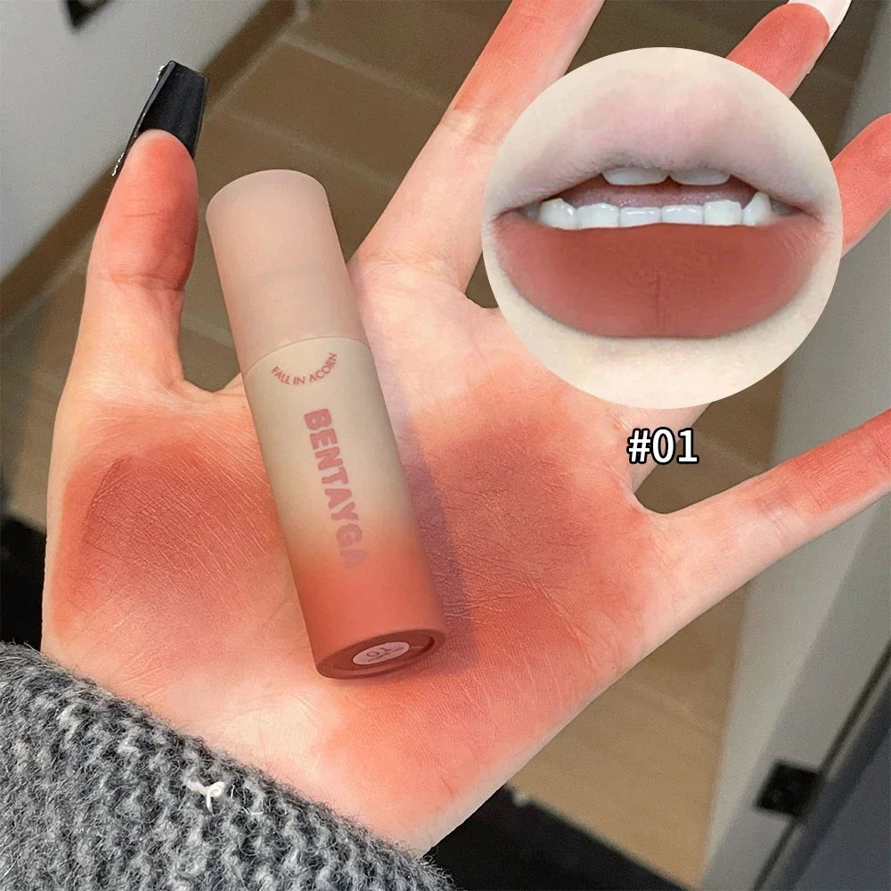 Matte Nude Red Lip Gloss 6Colors Long Lasting Velvet Red Brown Non-stick Cup Lip Mud Pink Liquid Lipstick Korean Makeup Cosmetic