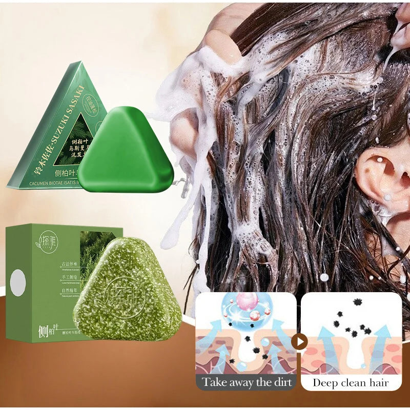 Herbal Handmade Shampoo Soap Arborvitae Usman Grass Anti-hair Loss Oil Control Dandruff Itching Herbal Fluffy Hair Follicle Soap